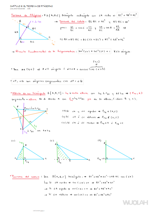 teorema de pitagoras definicion