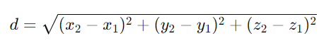formula distancia entre dos puntos tres dimensiones