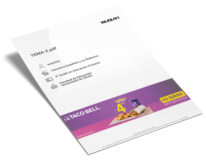 Una hoja de apuntes descargado de Wuolah.com un banner publicitario integrado